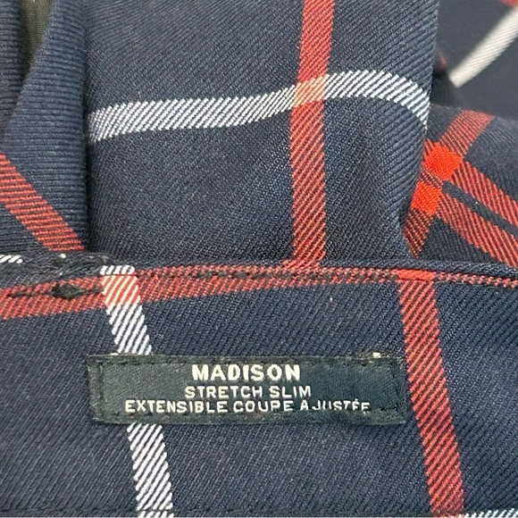 TOMMY Hilfiger Navy blue red white plaid check windowpane print ankle pants Sz 4 - Picture 5 of 11